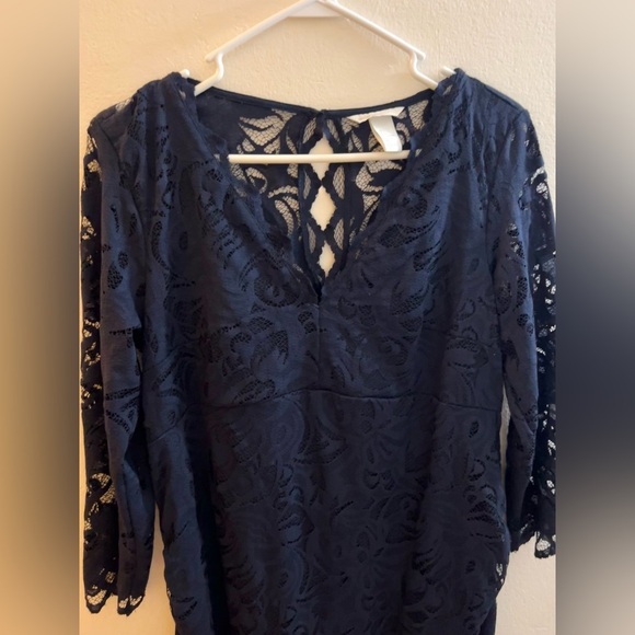 H&M Mama/Maternity Navy Blue Lace Dress - Picture 3 of 4